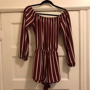 Red striped romper